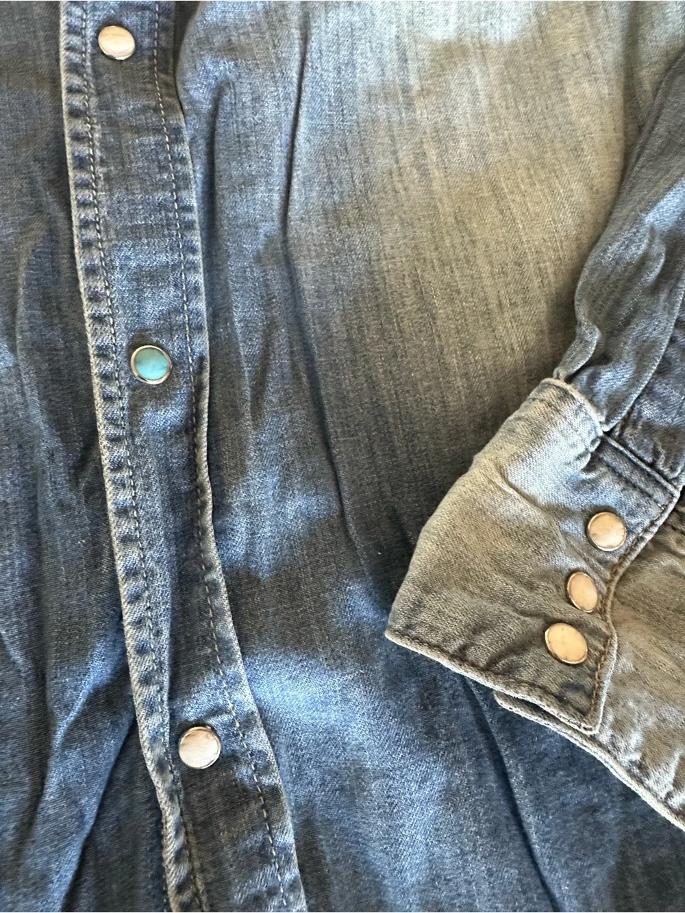 True Religion Rolling Bones Denim Pearl Snap Shirt